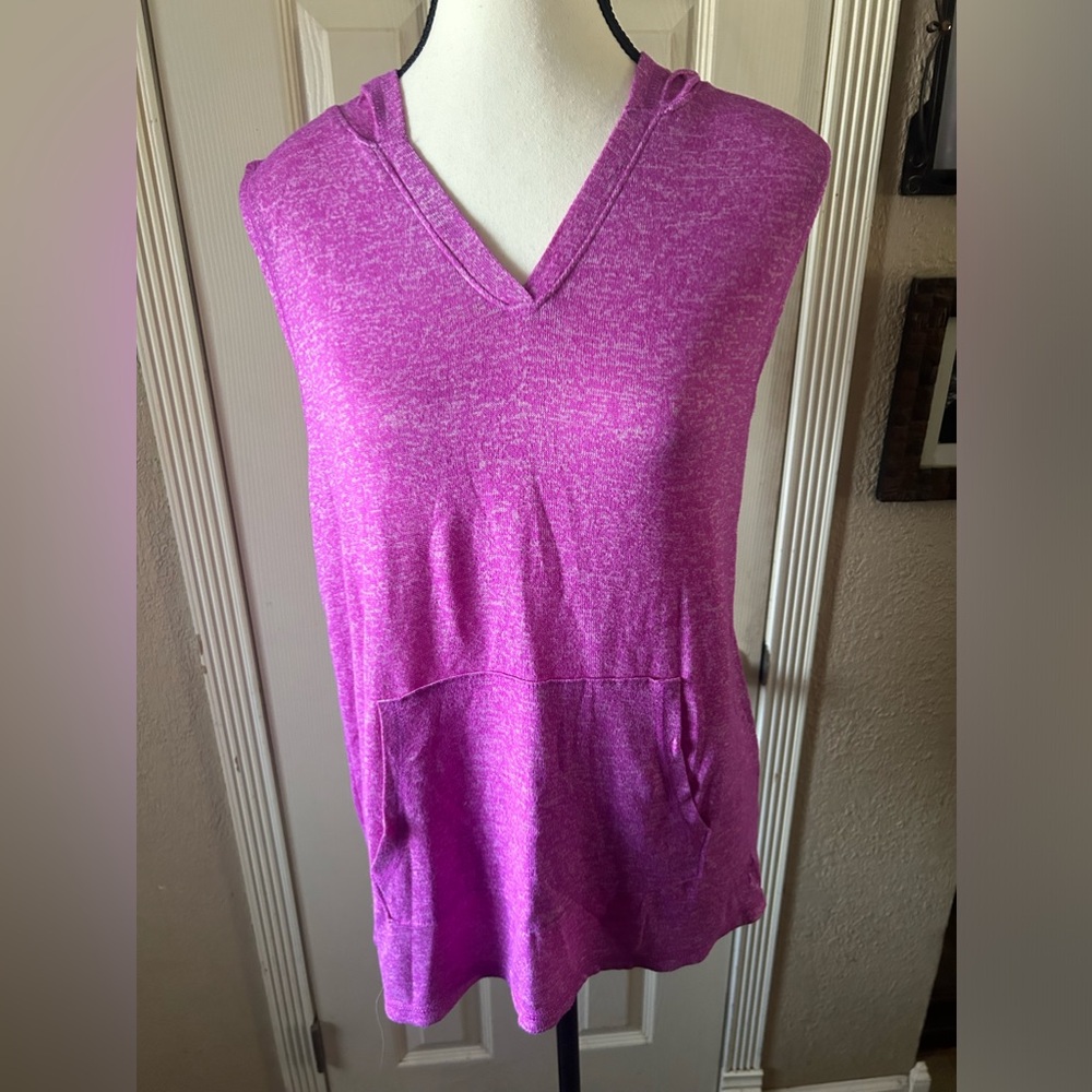 Pink sleeveless top with hood